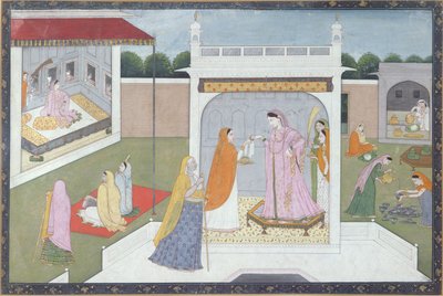 Palace Lady with her maids, Kangra, c.1790 by Indian School
